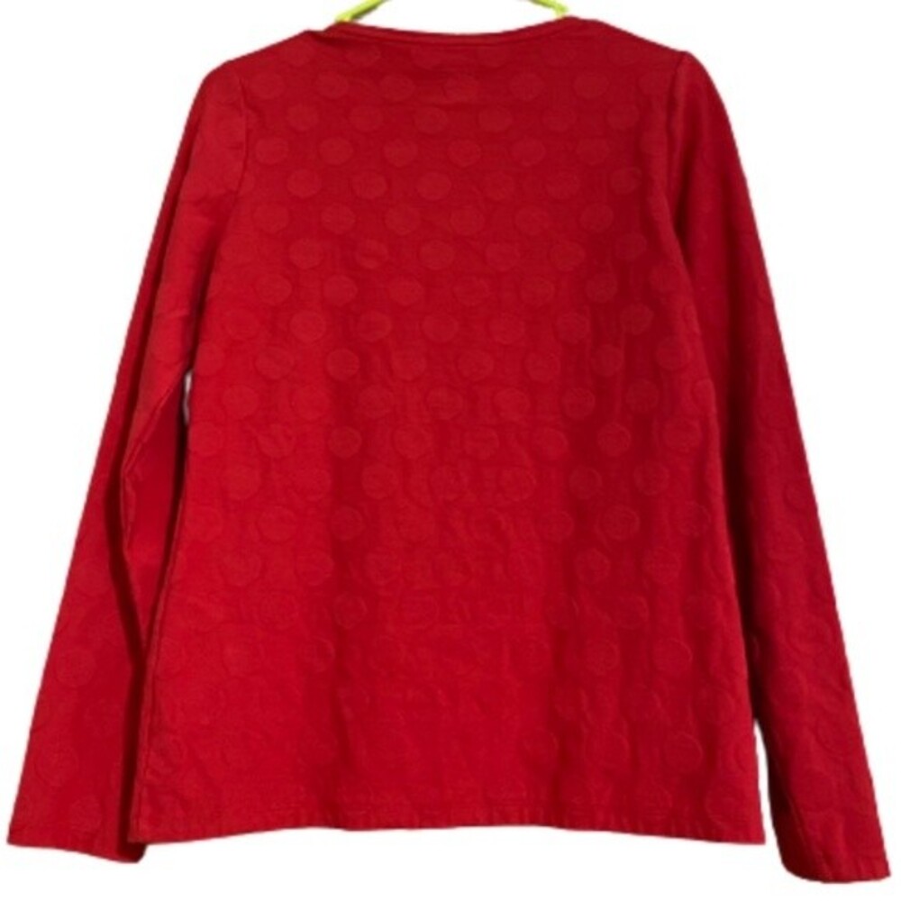 Talbots Women’s Round Neck Red Dotted Detail Long Sleeve Shirt Size XS - Picture 2 of 4